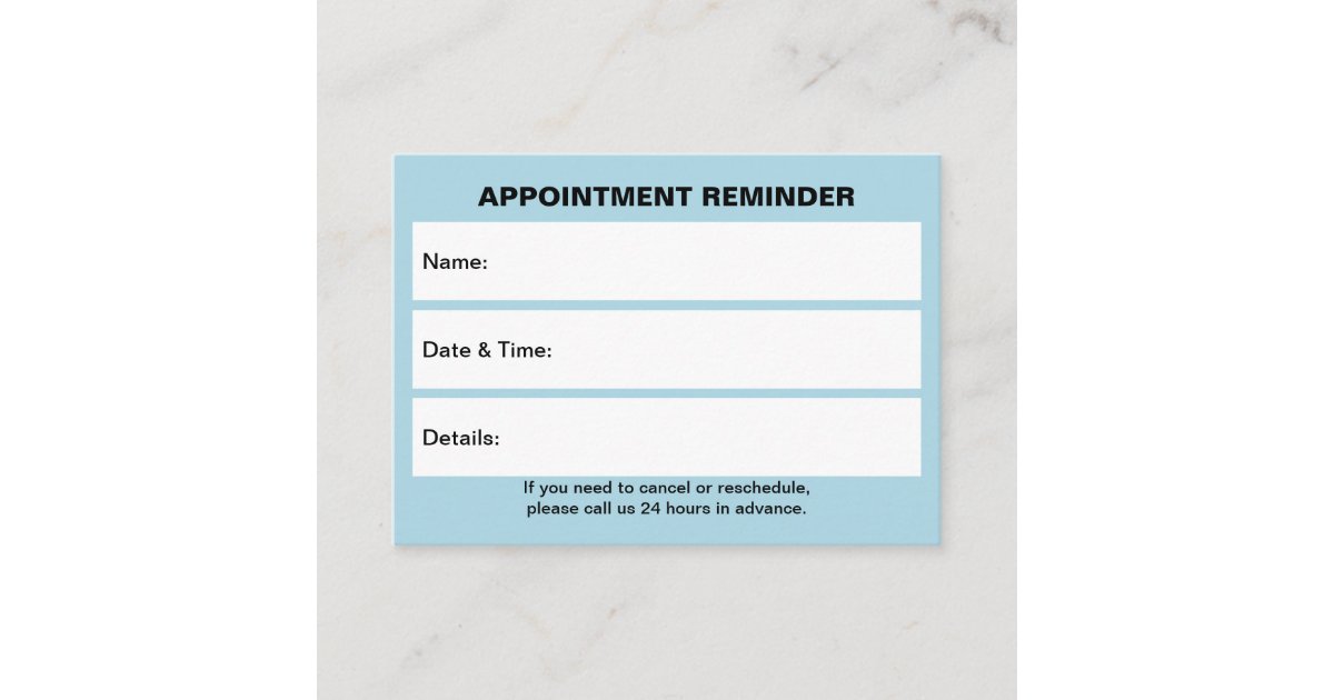 Business Light Blue Appointment Card | Zazzle