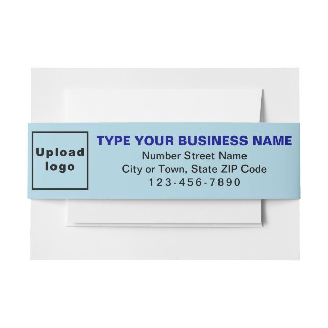 Business Light Blue Landscape Format Invitation Belly Band (Front Example)