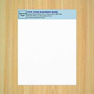Business Light Blue Letterhead on Paper Sheet