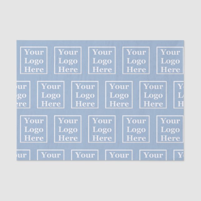 Business Light Blue Your Logo Here Pattern Tissue Paper (Front)