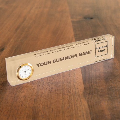 Business Light Brown Acrylic With Clock Desk Name Plate