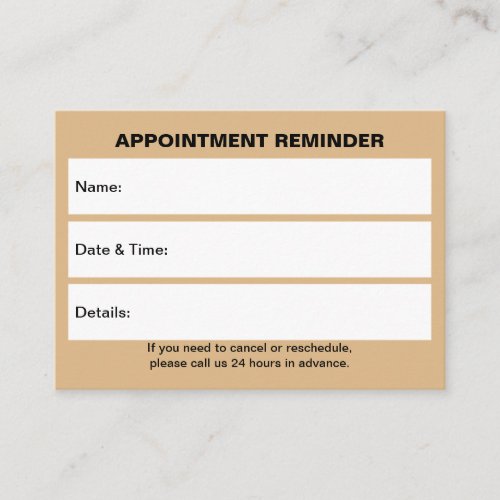 Business Light Brown Appointment Card