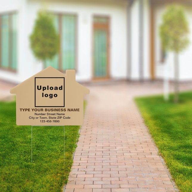 Business Light Brown House Shape Yard Sign (Advertise your business. Promote it. Your business brand on light brown house shape yard sign.)