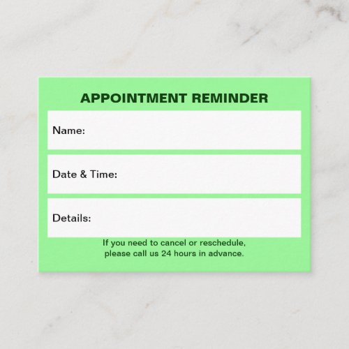 Business Light Green Appointment Card