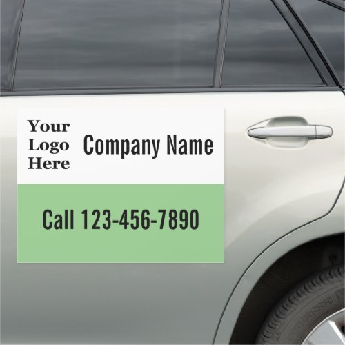 Business Light Green Black and White Text  Logo Car Magnet