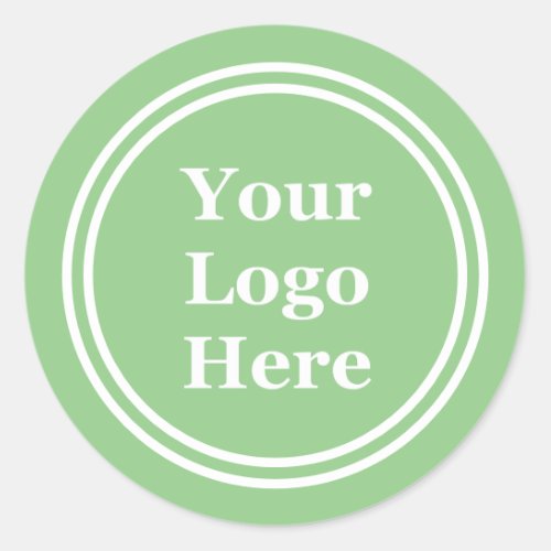 Business Light Green White Logo Promotional Classic Round Sticker