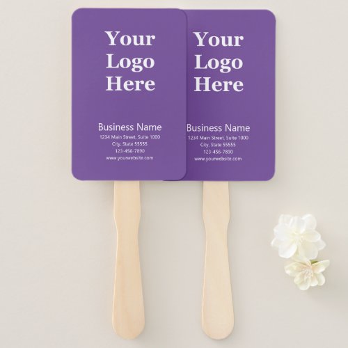 Business Light Purple Name Address Website Logo Hand Fan