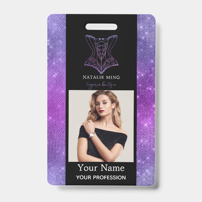 Business Lingerie Boutique Employee Photo Badge (Front)