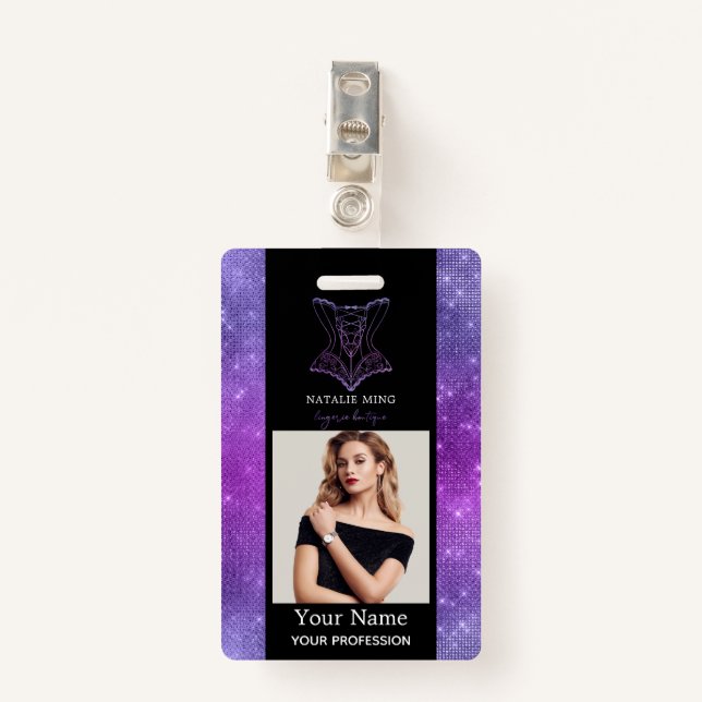 Business Lingerie Boutique Employee Photo Badge (Front with Clip)