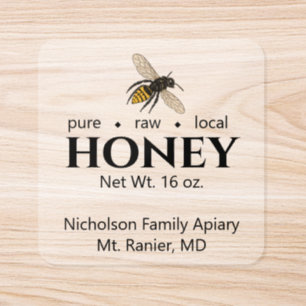 Business Local Clear Honey Jar Label