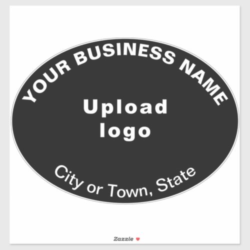 Business Location on Black Large Oval Shape Vinyl Sticker