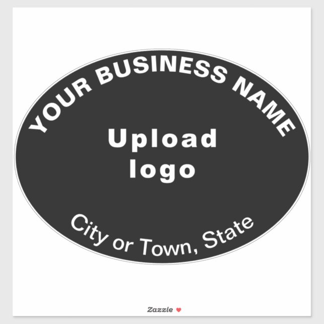 Business Location on Black Large Oval Shape Vinyl Sticker (Sheet)