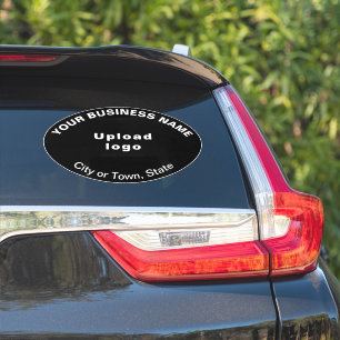 Business Location on Black Large Oval Shape Vinyl Sticker