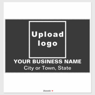 Business Location on Black Large Rectangle Vinyl Sticker