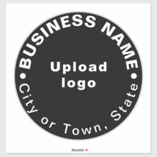 Business Location on Black Large Round Vinyl Sticker