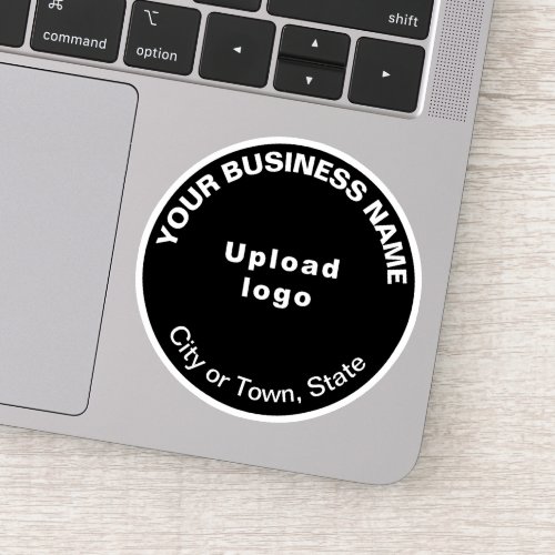 Business Location on Black Round Vinyl Sticker