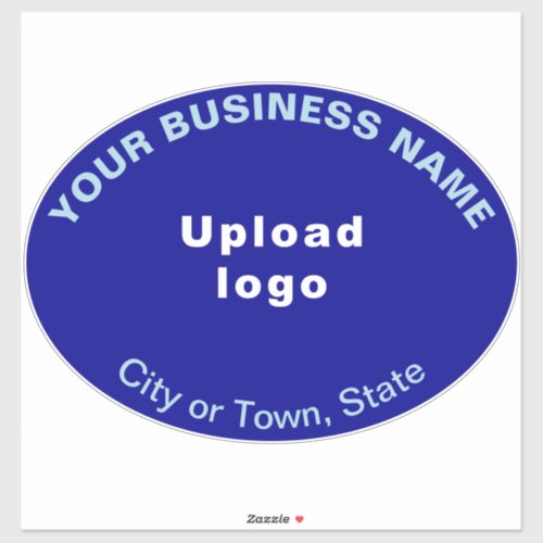 Business Location on Blue Large Oval Shape Vinyl Sticker