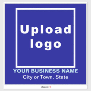 Business Location on Blue Large Square Vinyl Sticker