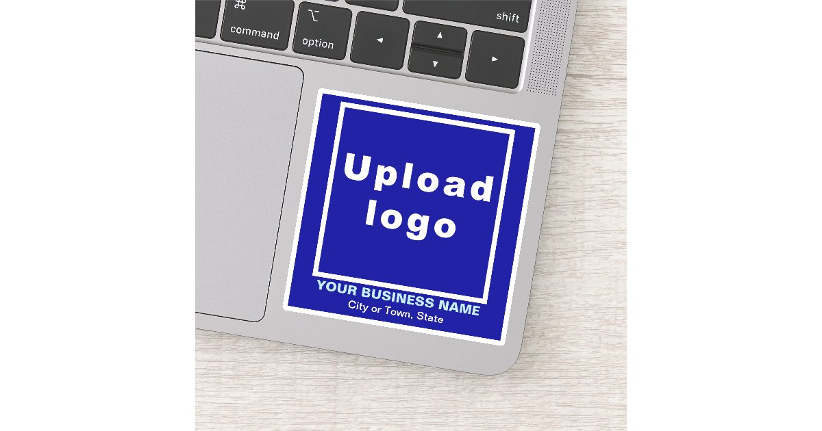 Business Location on Blue Square Vinyl Sticker | Zazzle