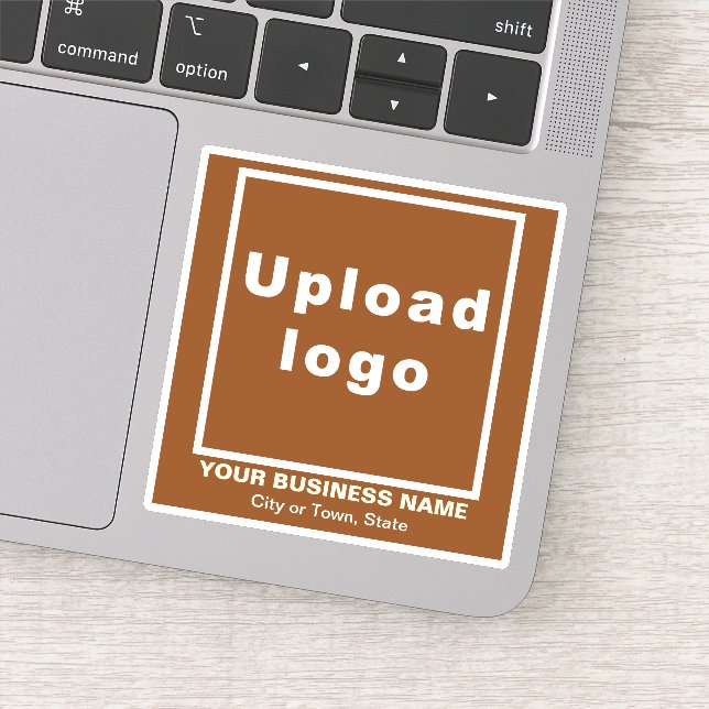 Business Location on Brown Square Vinyl Sticker (Detail)