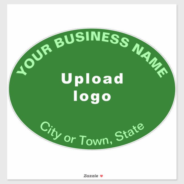 Business Location on Green Large Oval Shape Vinyl Sticker (Sheet)