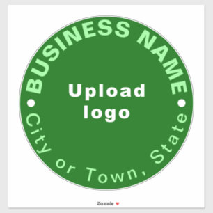 Business Location on Green Large Round Vinyl Stick Sticker