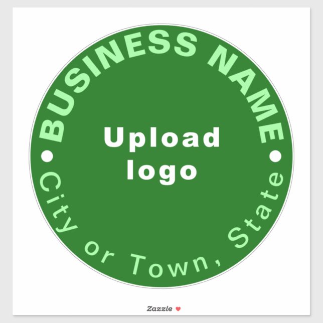 Business Location on Green Large Round Vinyl Stick Sticker (Sheet)