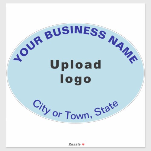 Business Location on Light Blue Large Oval Vinyl Sticker