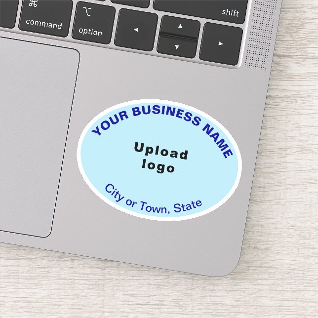 Business Location on Light Blue Oval Shape Vinyl Sticker (Detail)