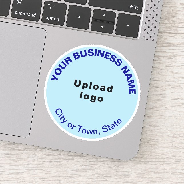 Business Location on Light Blue Round Vinyl Sticker (Detail)