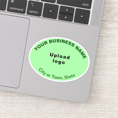 Business Location on Light Green Oval Shape Vinyl Sticker