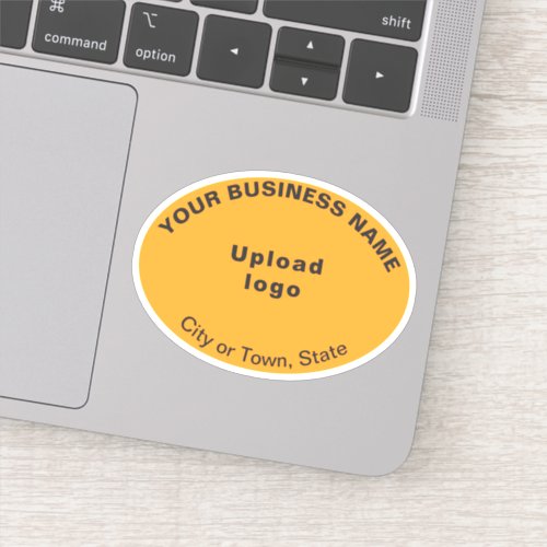 Business Location on Orange Color Oval Shape Vinyl Sticker