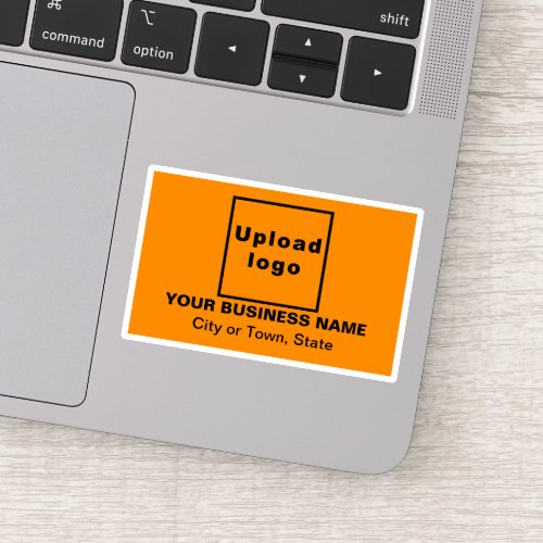 Business Location on Orange Color Rectangle Vinyl Sticker