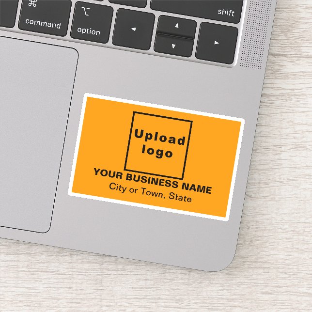 Business Location on Orange Color Rectangle Vinyl Sticker (Detail)