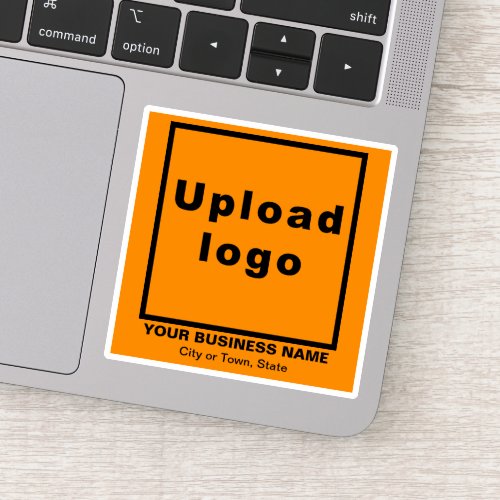 Business Location on Orange Color Square Vinyl Sticker