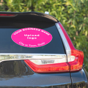 Business Location on Pink Large Oval Shape Vinyl Sticker