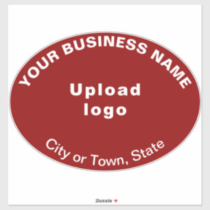 Business Location on Red Large Oval Shape Vinyl Sticker