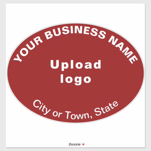 Business Location on Red Large Oval Shape Vinyl Sticker (Sheet)
