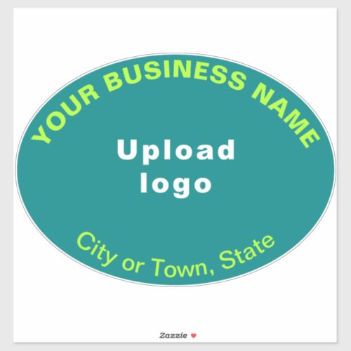 Business Location on Teal Green Large Oval Vinyl Sticker