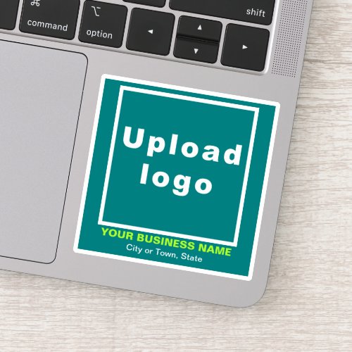Business Location on Teal Green Square Vinyl Sticker