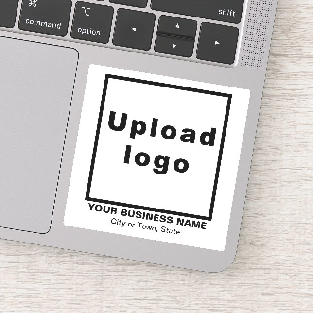 Business Location on White Square Vinyl Sticker (Detail)