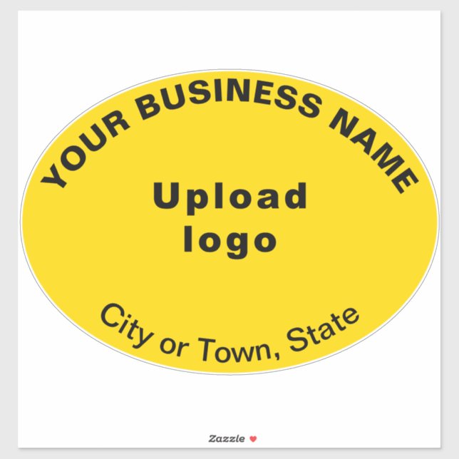 Business Location on Yellow Large Oval Shape Vinyl Sticker (Sheet)