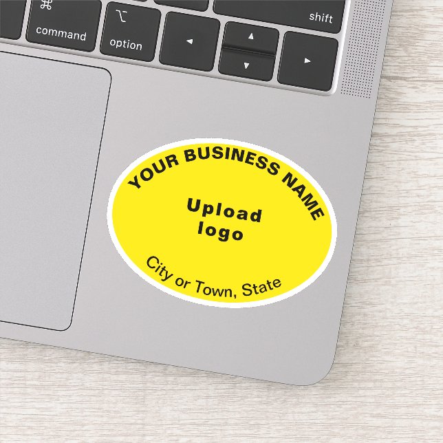 Business Location on Yellow Oval Shape Vinyl Sticker (Detail)
