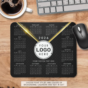 Business Logo 2026 Calendar Black Gold Mouse Pad
