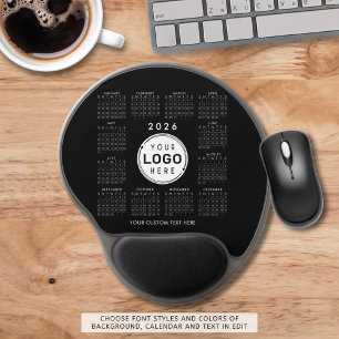 Business Logo 2026 Calendar Custom Colors Simple Gel Mouse Pad
