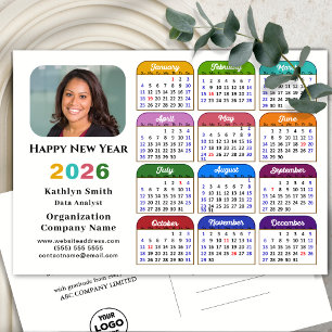 Business Logo 2026 Calendar Modern Black Colorful Holiday Postcard