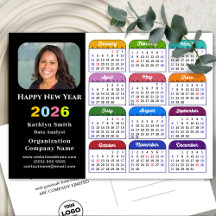 Business Logo 2026 Calendar Modern Black Colorful