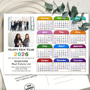 Business Logo 2026 Calendar Modern Black Colorful Holiday Postcard
