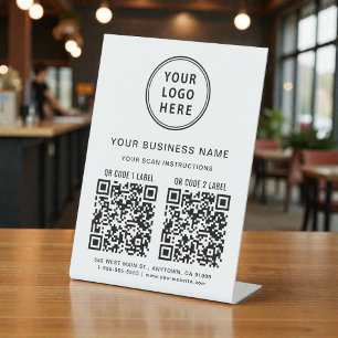 Business Logo 2 QR Codes Pedestal Sign
