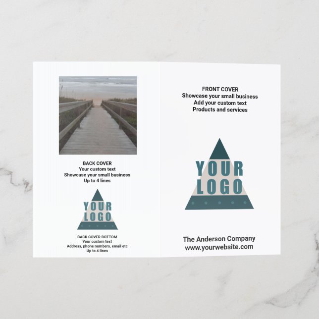 Business Logo 4 Photo Promotional Medium Bi-Fold Brochure (Outside)
